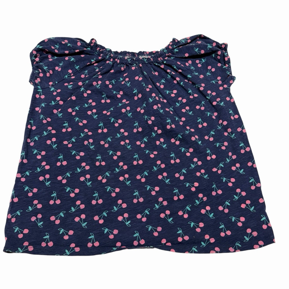 OshKosh B’gosh Girls Size 10/12 Cherry‎ Print Shirt Navy Pink Cotton Top Spring